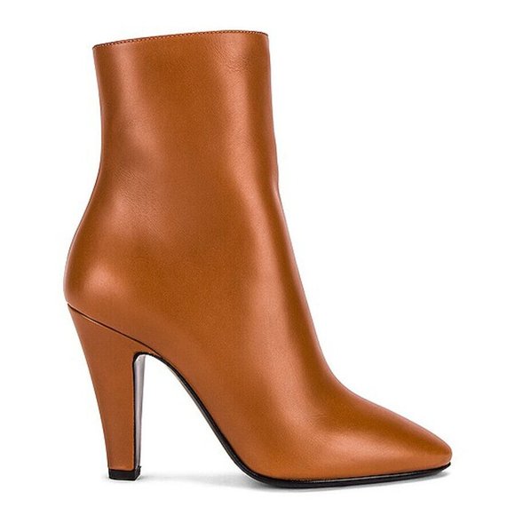 New! SAINT LAURENT 68 Ankle Bootie Cognac Brown Tan Size 37 7 US DD282 - Picture 1 of 10